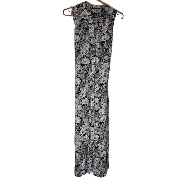 Talbots Dress 4 Navy Blue White Floral Maxi Sleeveless Ties Cottagecore Bohochic - Picture 1 of 8